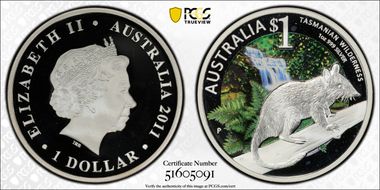 2011-P $1 Tasmanian Wilderness Celebrate Australia PR69DCAM