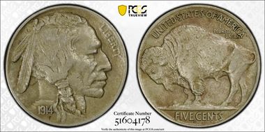 1914-D 5C AU55