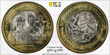 2014-Mo 20 Peso Heroic Defense of Veracruz MS66