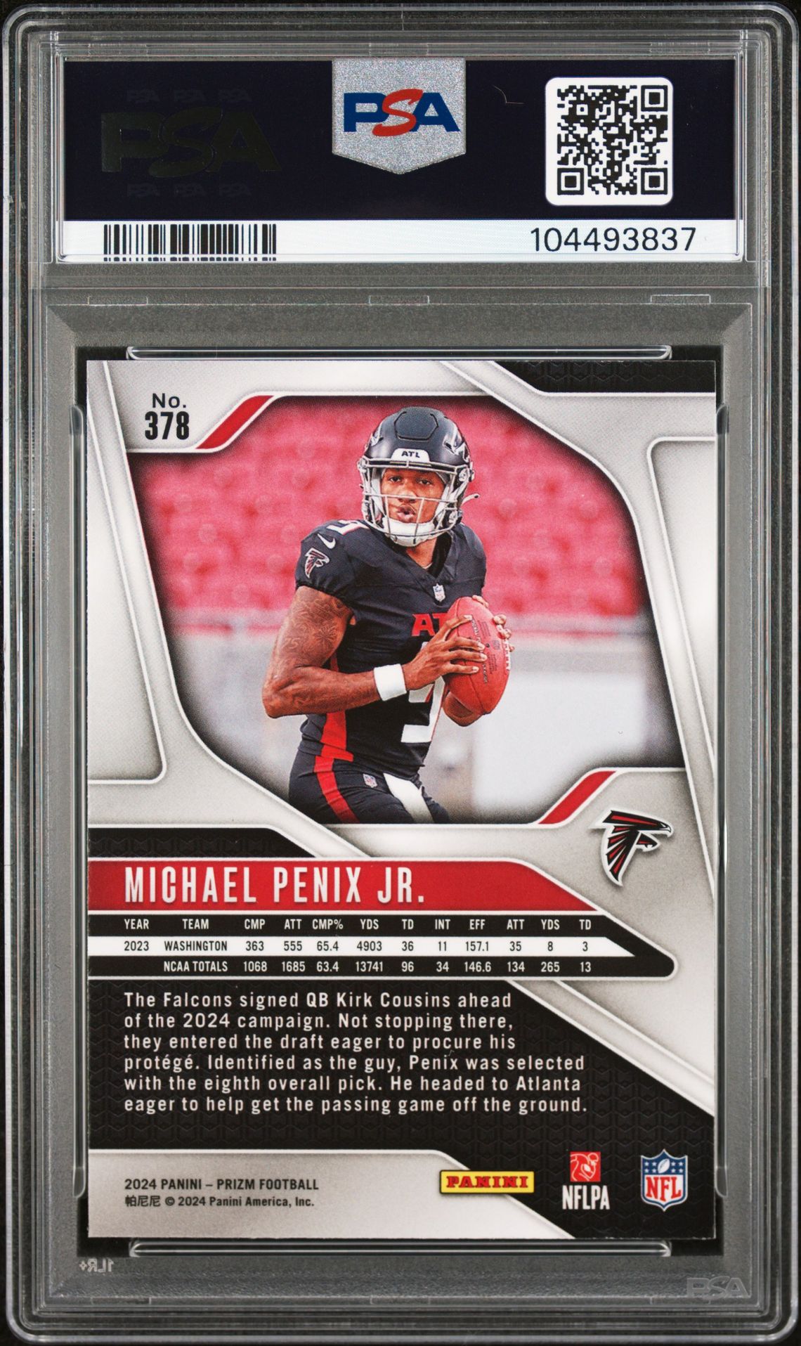 2024 Panini Prizm Michael Penix Jr. #378 Mint 9 back