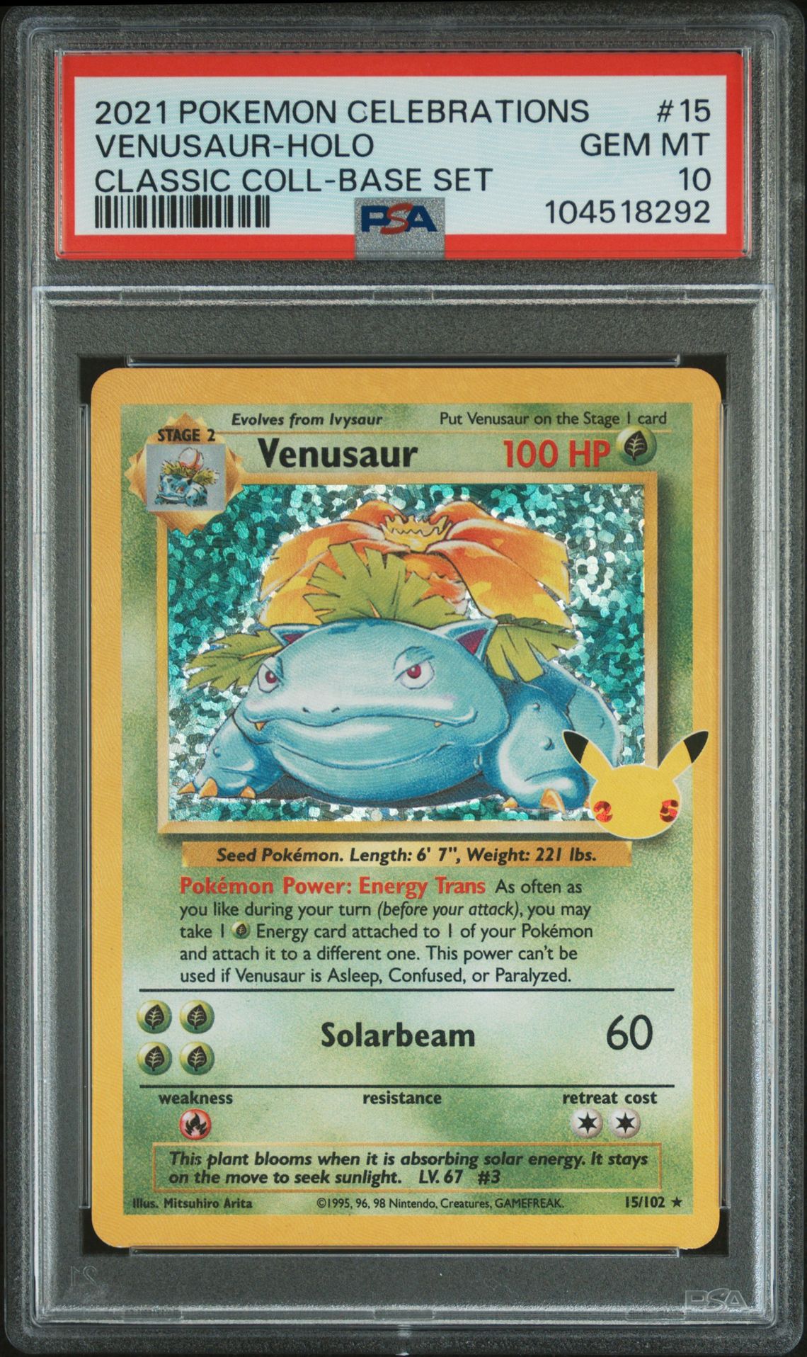 2021 Pokemon POKEMON CELEBRATIONS CLASSIC COLLECTION CLASSIC COLL-BASE SET #15 Venusaur-Holo front