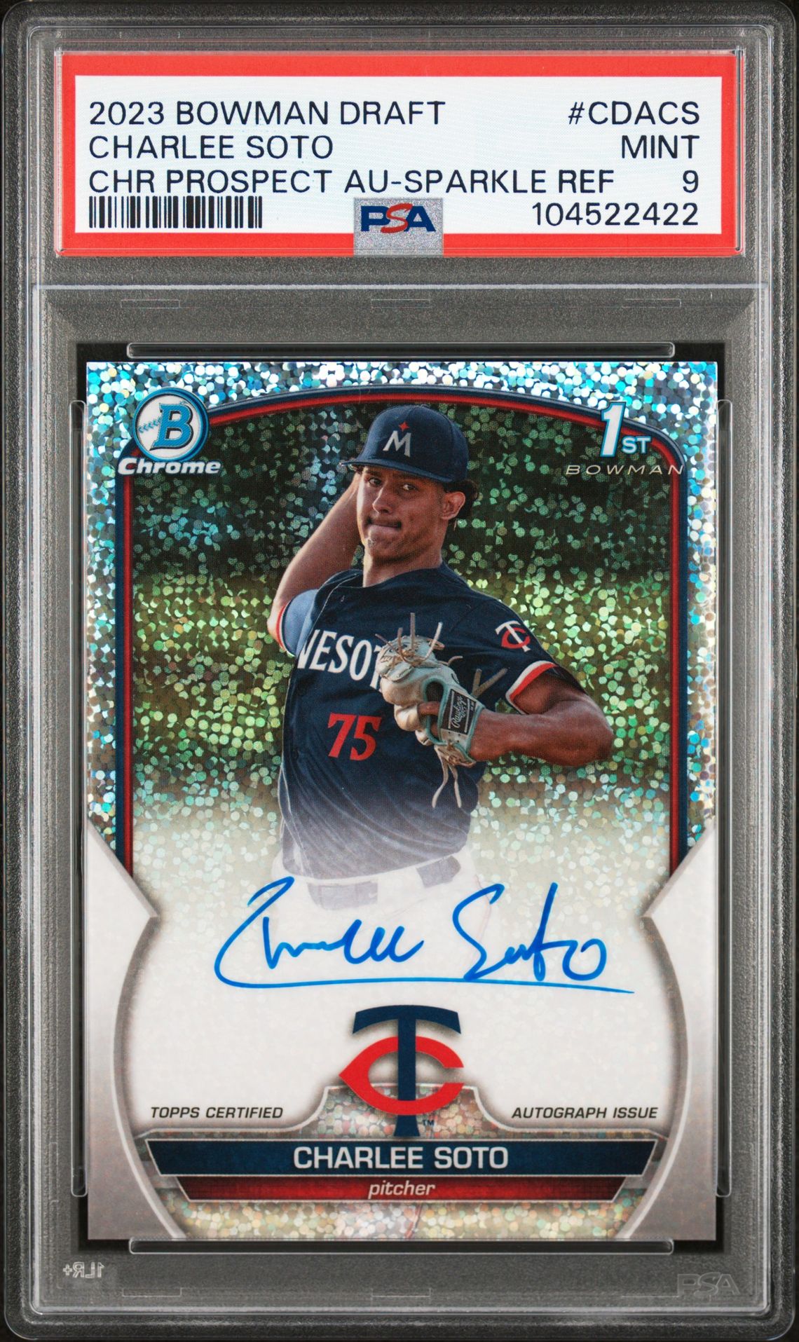 2023 Bowman BOWMAN DRAFT CHROME PROSPECT AUTOGRAPH Refractor #CDACS Charlee Soto front