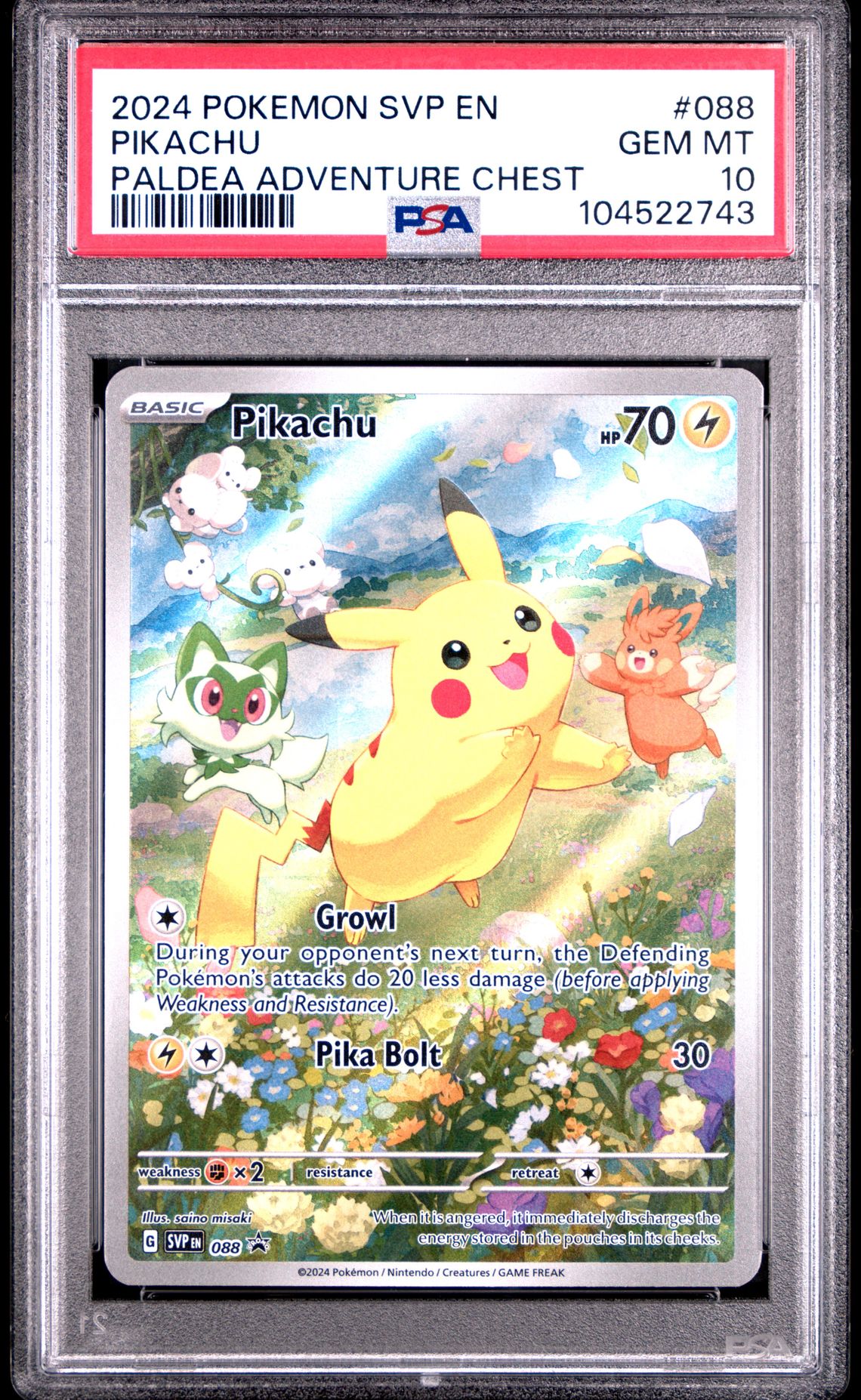 2024 Pokemon Svp En-Sv Black Star Promo Pikachu #088 (Paldea Adventure Chest) Gem Mt 10 front