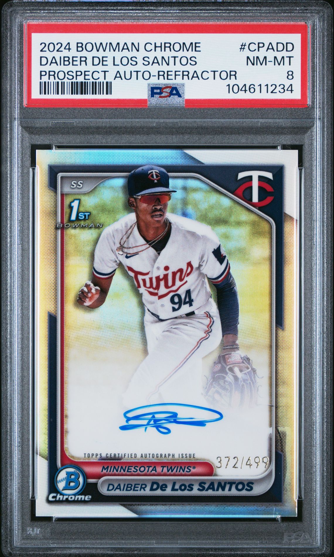 2024 Bowman BOWMAN CHROME PROSPECT AUTOGRAPHS PROSPECT AUTO-REFRACTOR #CPADD Daiber De Los Santos front