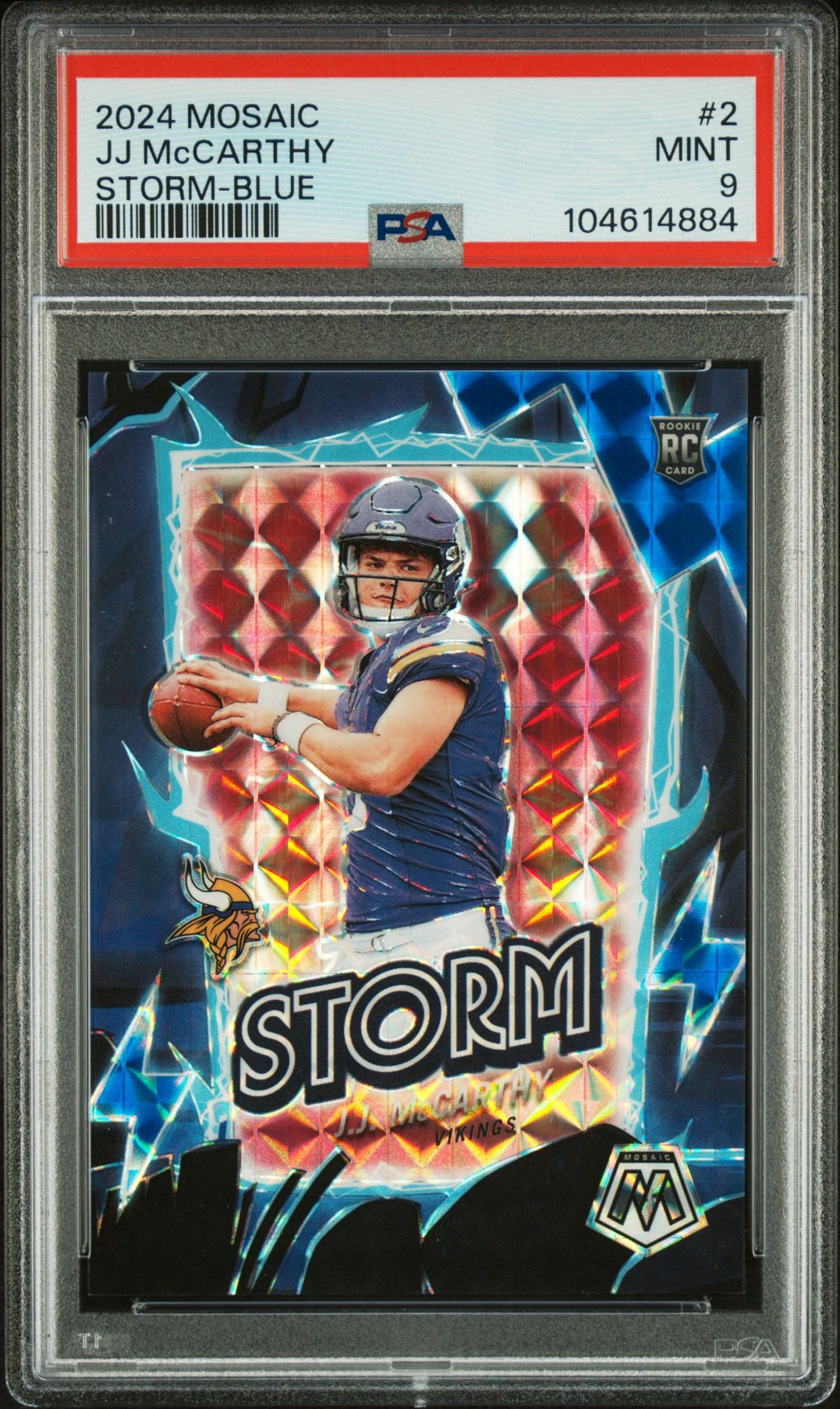2024 Panini Mosaic Storm Jj Mccarthy #2 (Storm-Blue) Mint 9 front