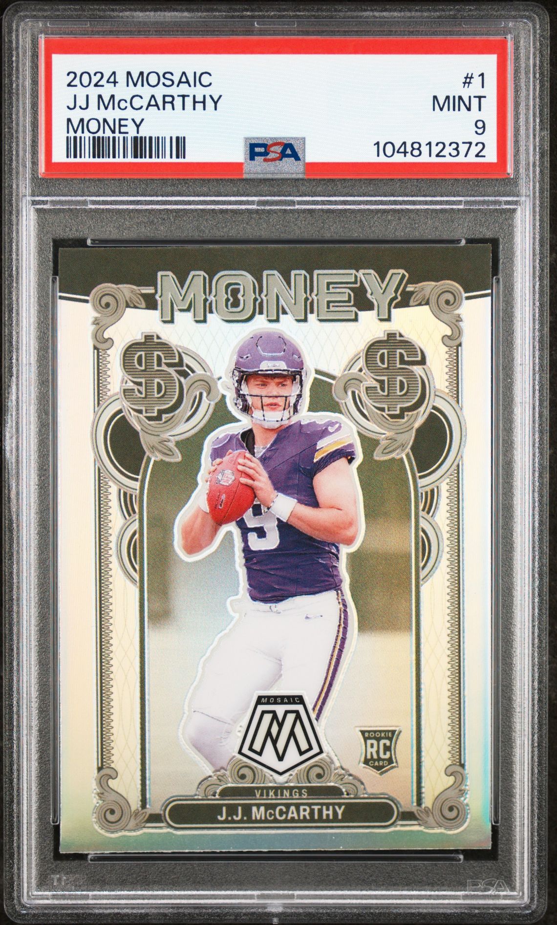 2024 Panini Mosaic Money Jj Mccarthy #1 Mint 9 front
