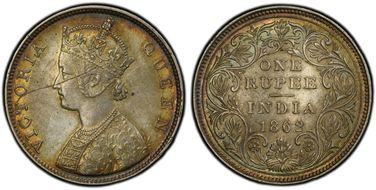 1862(B) Rupee SW-4.63a 2/0 AU55