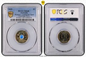 2025 $2 Women’s Australian Open Blue Envelope Privy Colorized MS68