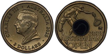 2025 $2 Men’s Australian Open Blue Envelope Privy Colorized MS68