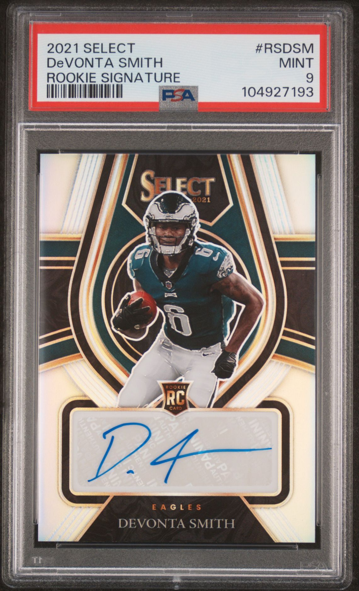 2021 Panini Select Rookie Signatures Devonta Smith #Rsdsm (Rookie Signature) Mint 9 front