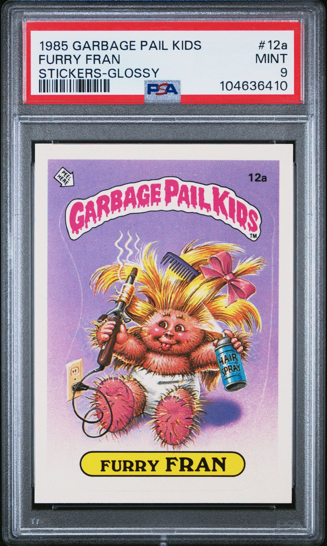1985 Topps GARBAGE PAIL KIDS STICKERS GLOSSY #12A Furry Fran front