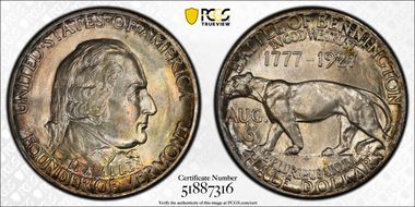 1927 50C Vermont MS68