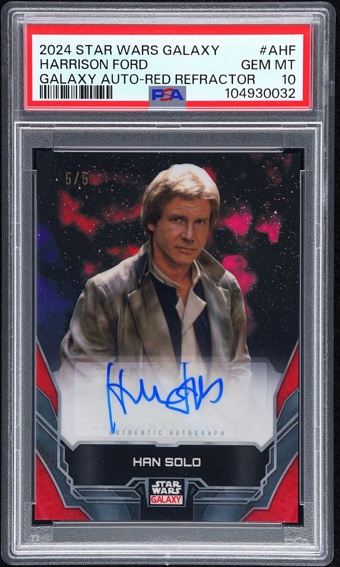 2024 Topps TOPPS CHROME STAR WARS GALAXY AUTOGRAPHS RED REFRACTOR #AHF Harrison Ford front
