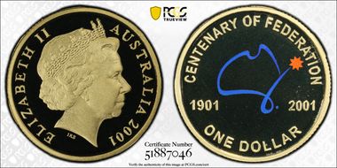 2001 $1 Centenary-Colorized PR69DCAM