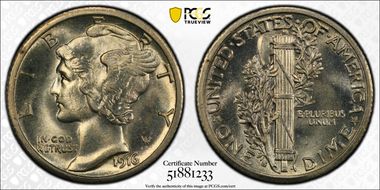 1916-S 10C Mercury MS64FB