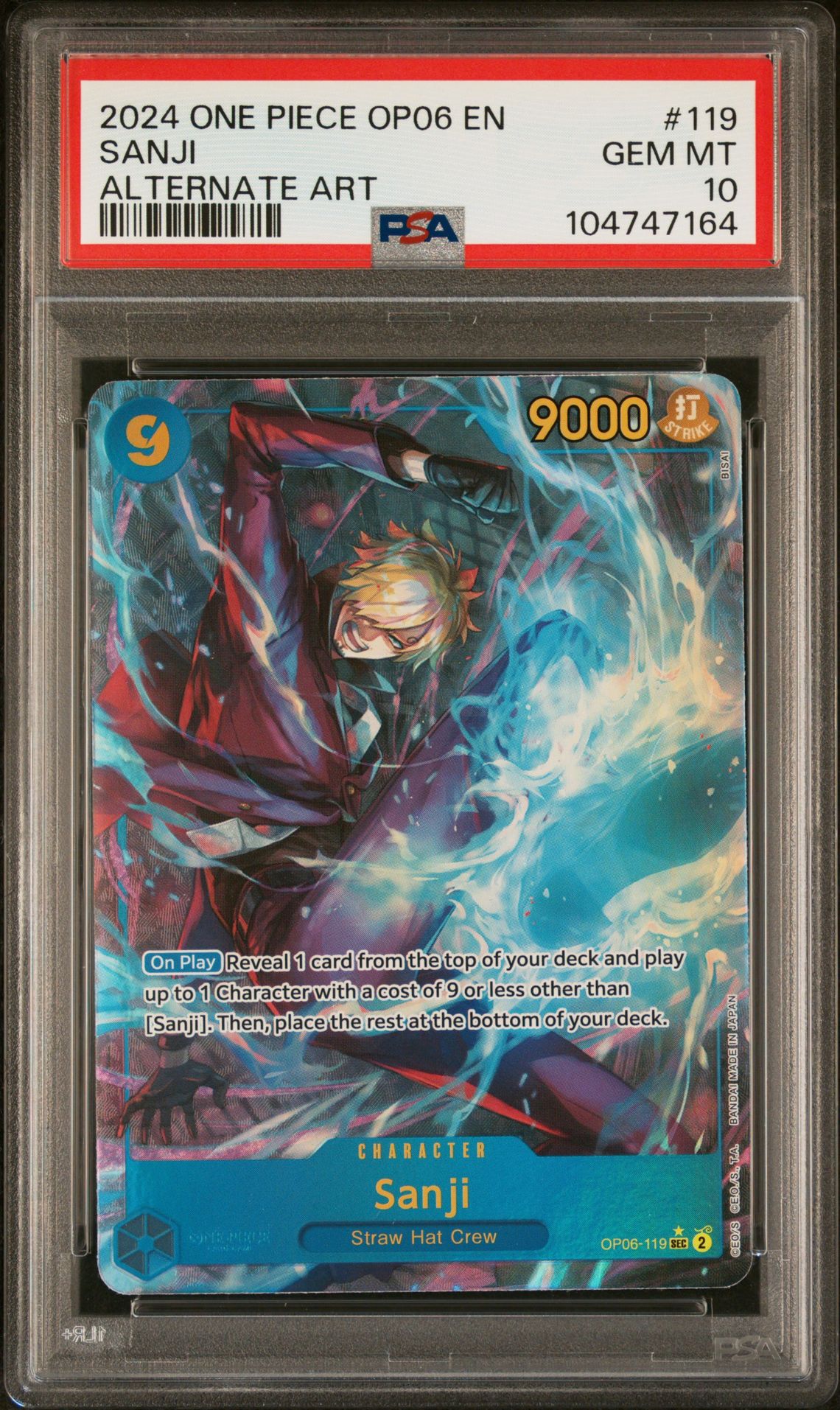 2024 One Piece ONE PIECE OP06-WINGS OF THE CAPTAIN ALTERNATE ART #119 Sanji front