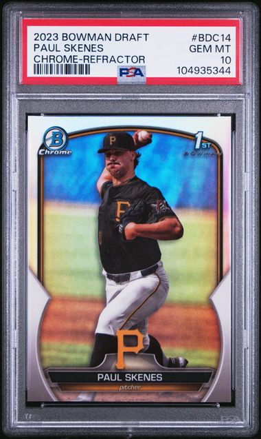 2023 Bowman Bowman Draft Refractor #BDC-14 Draft Paul Skenes Chrome-Refractor front