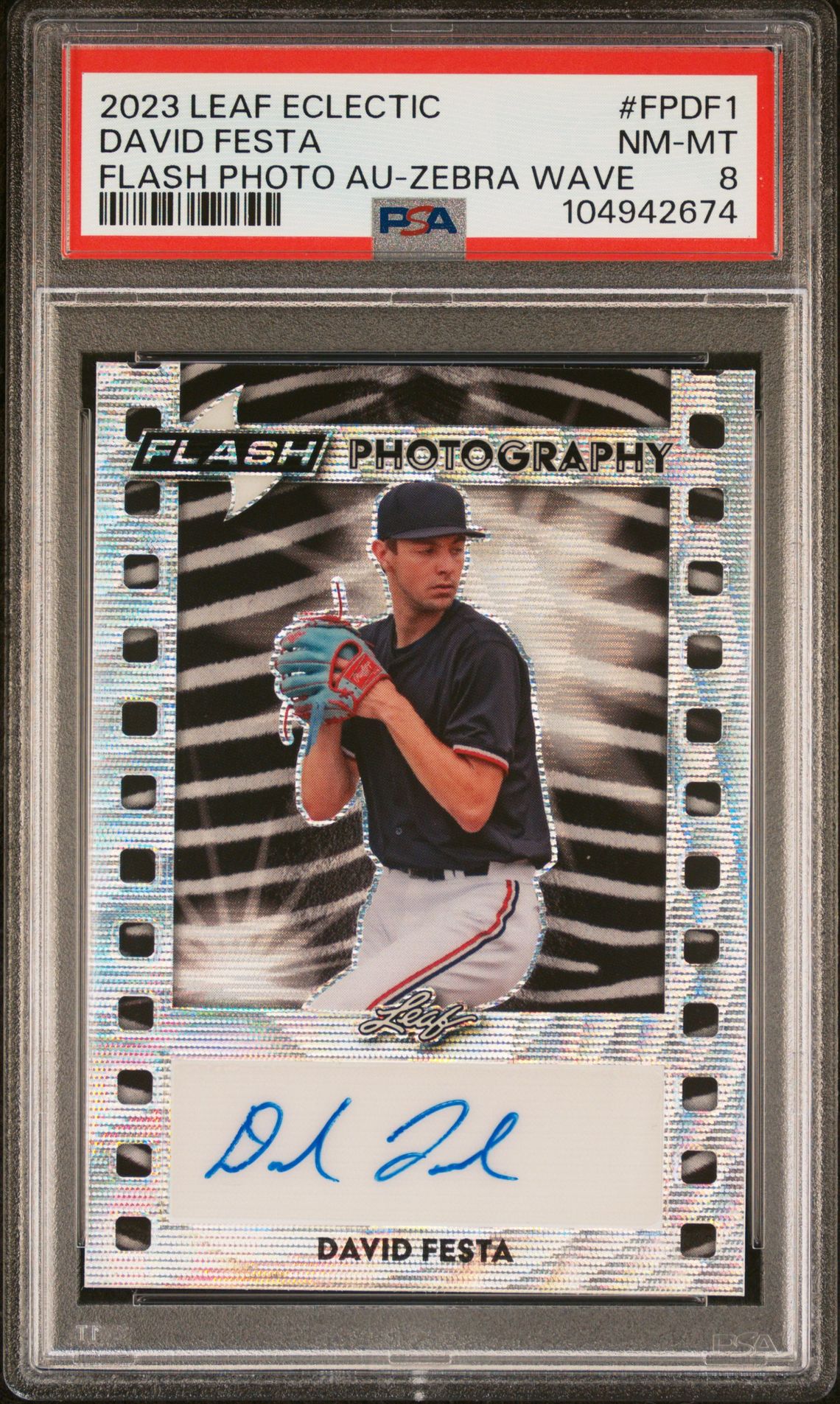 2023 Leaf LEAF ECLECTIC FLASH PHOTOGRAPHY AUTOGRAPHS FLASH PHOTO AU-ZEBRA WAVE #FPDF1 David Festa front