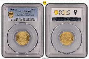 1815-A 20 Fr Gad-1026 Louis XVIII MS63