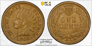 1909-S 1C Indian AU55BN