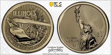 2024-S $1 American Innovation IL Rev PR Steel Plow First Strike PR70