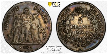 AN 5-A (1796) 5 Fr Gad-563 Petit A VF35