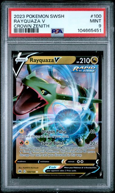 2023 POKEMON SWORD AND SHIELD CROWN ZENITH #100 RAYQUAZA V CROWN ZENITH (PSA 9) (PSA 9) – 104665451