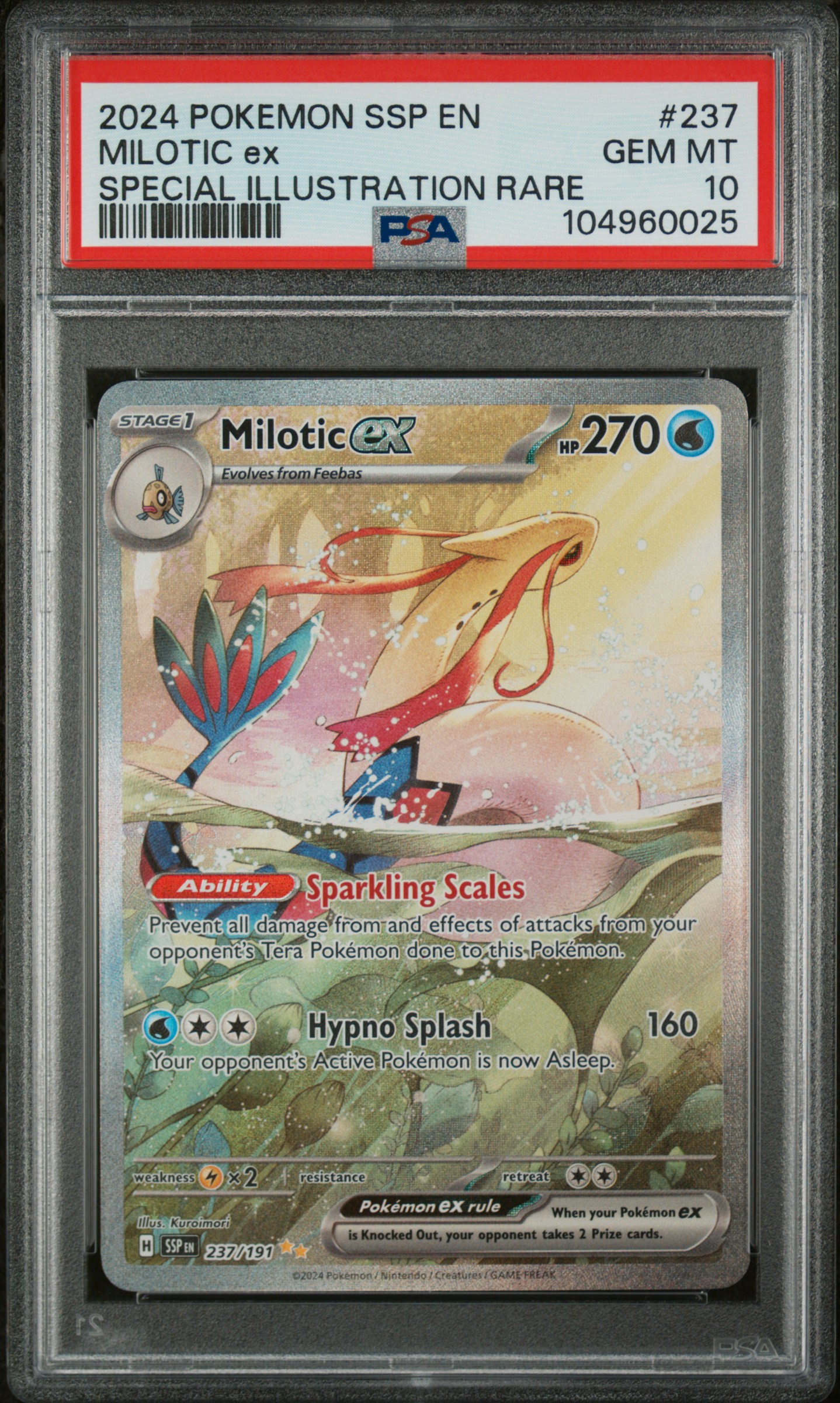 2024 #237 Milotic EX PSA 10 Ssp EN-Surging Sparks
