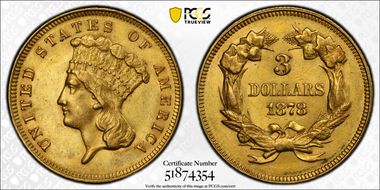 1878 $3 AU58