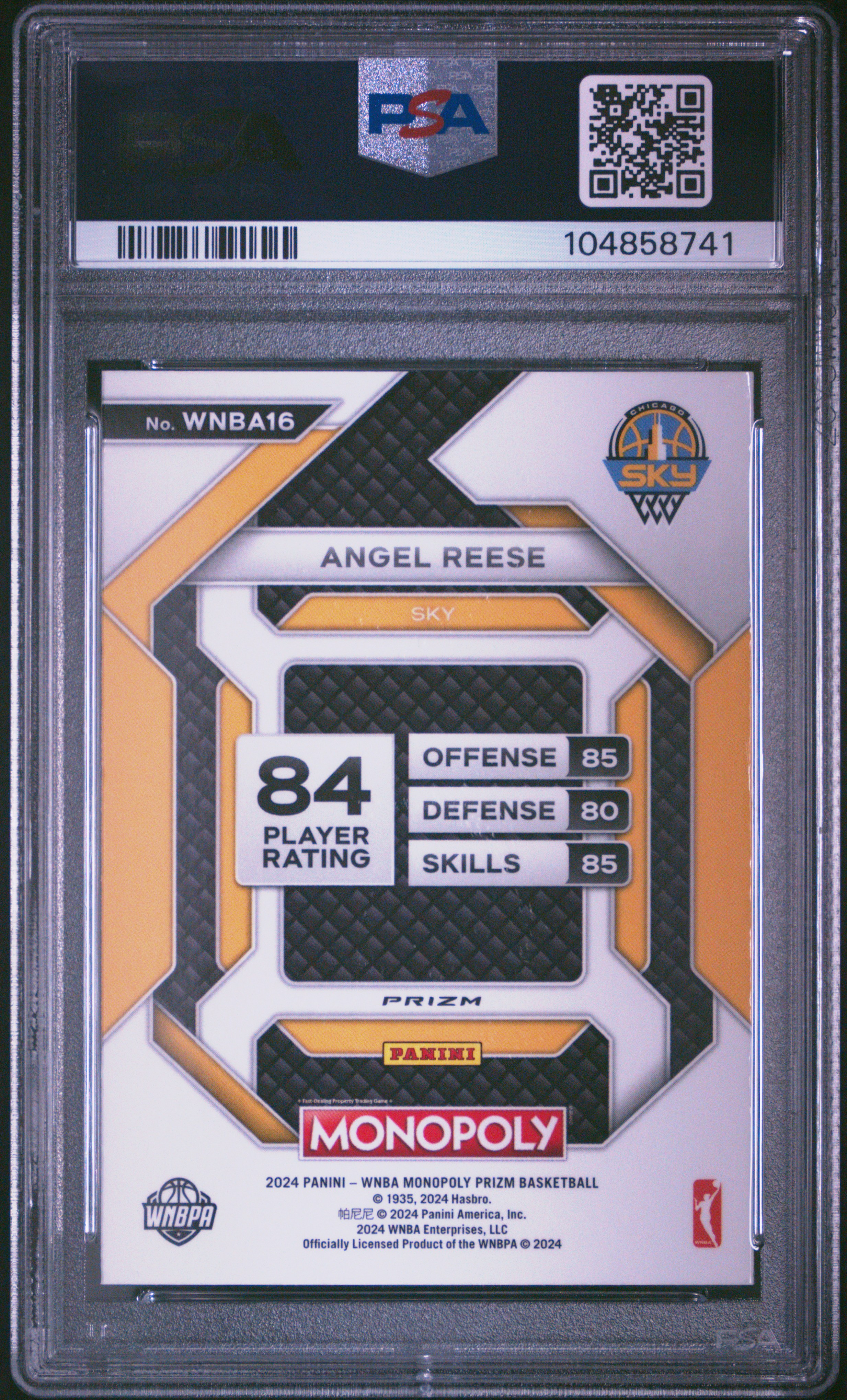 2024 Panini Prizm Monopoly Wnba Insert Angel Reese #16 (Insert-Red Classic Icon) Gem Mt 10 back