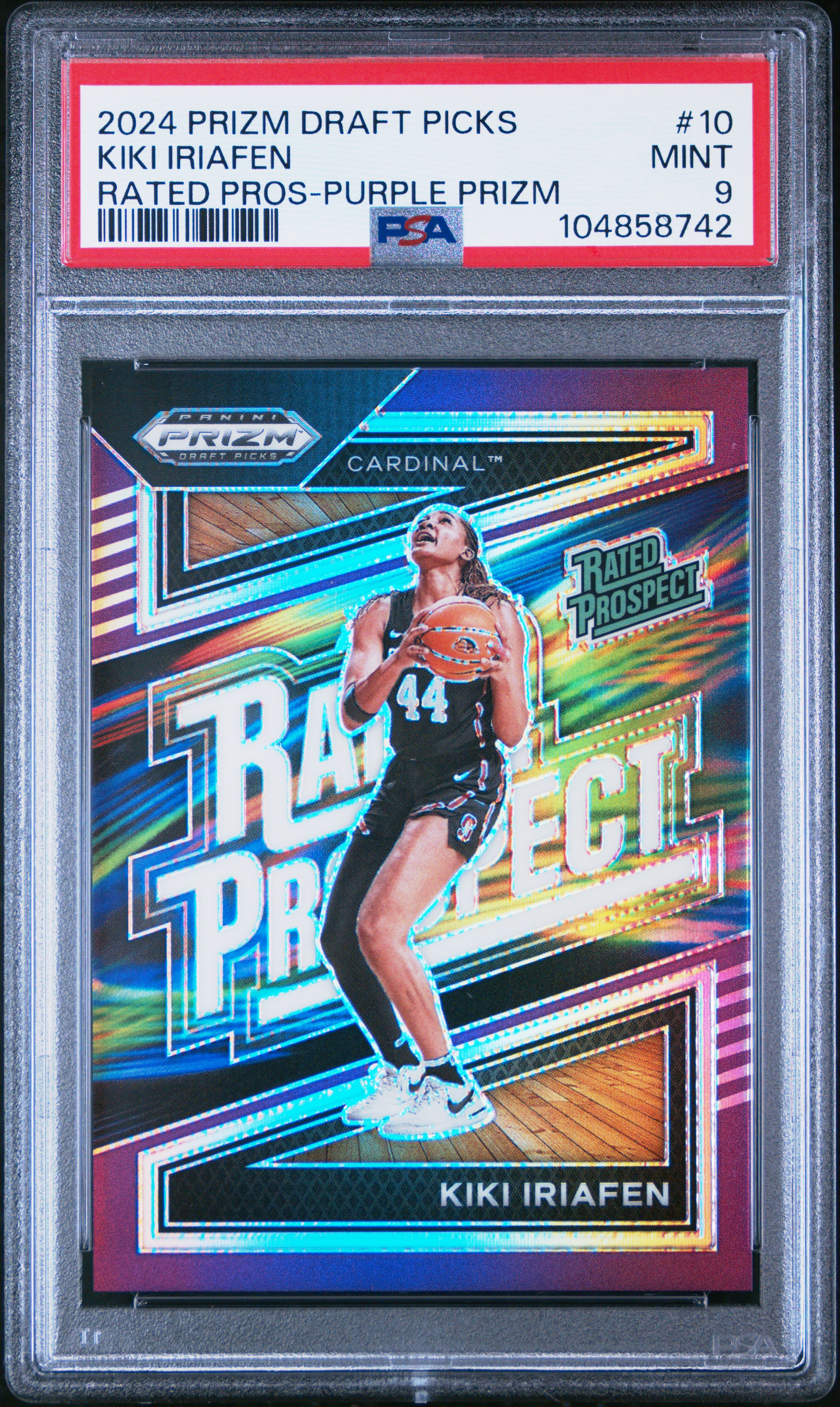 2024 Panini Prizm Draft Picks Rated Prospect Kiki Iriafen #10 (Rated Prospect-Purple Prizm) Mint 9 front