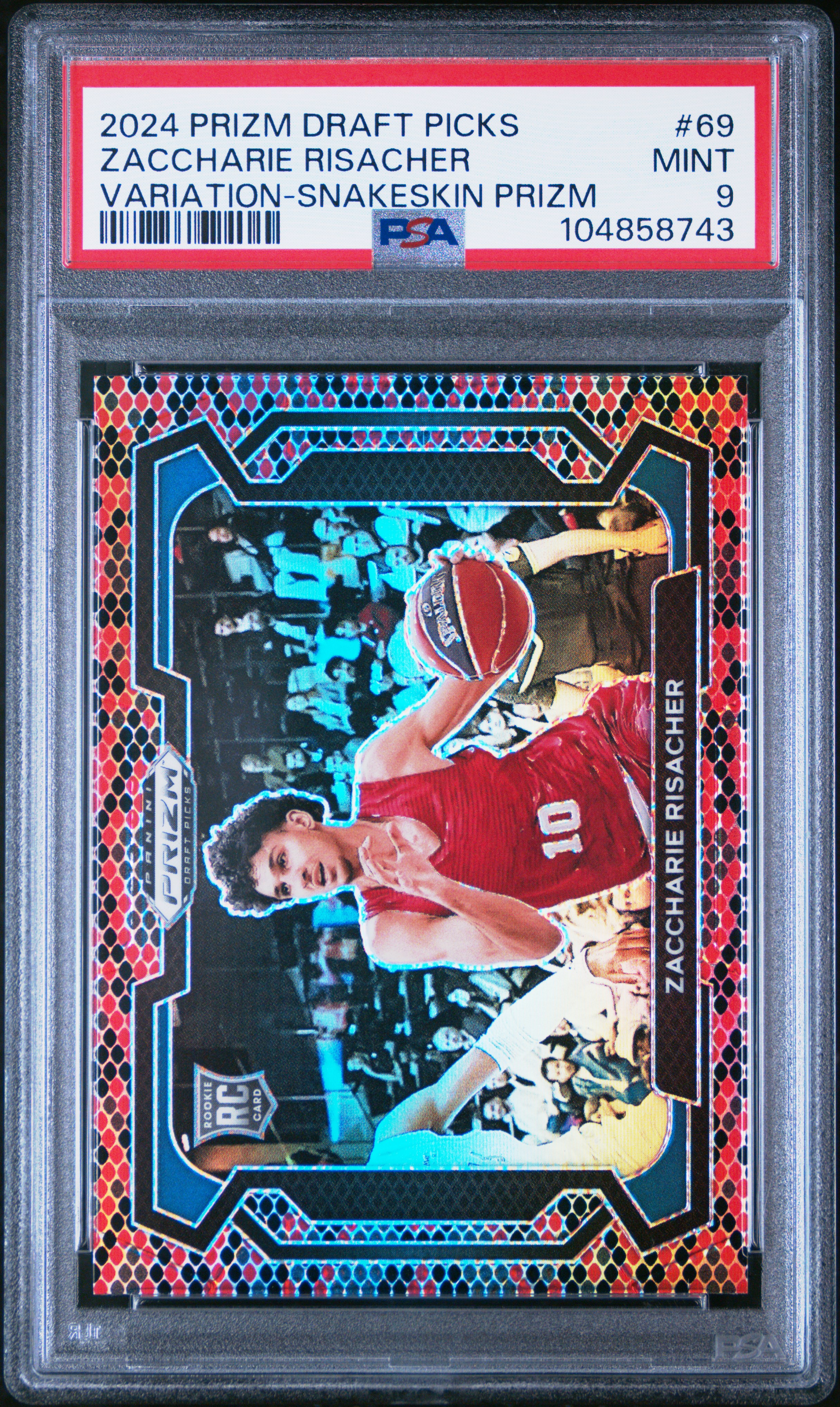 2024 Panini Prizm Draft Picks Zaccharie Risacher #69 (Variation-Snakeskin Prizm) Mint 9 front