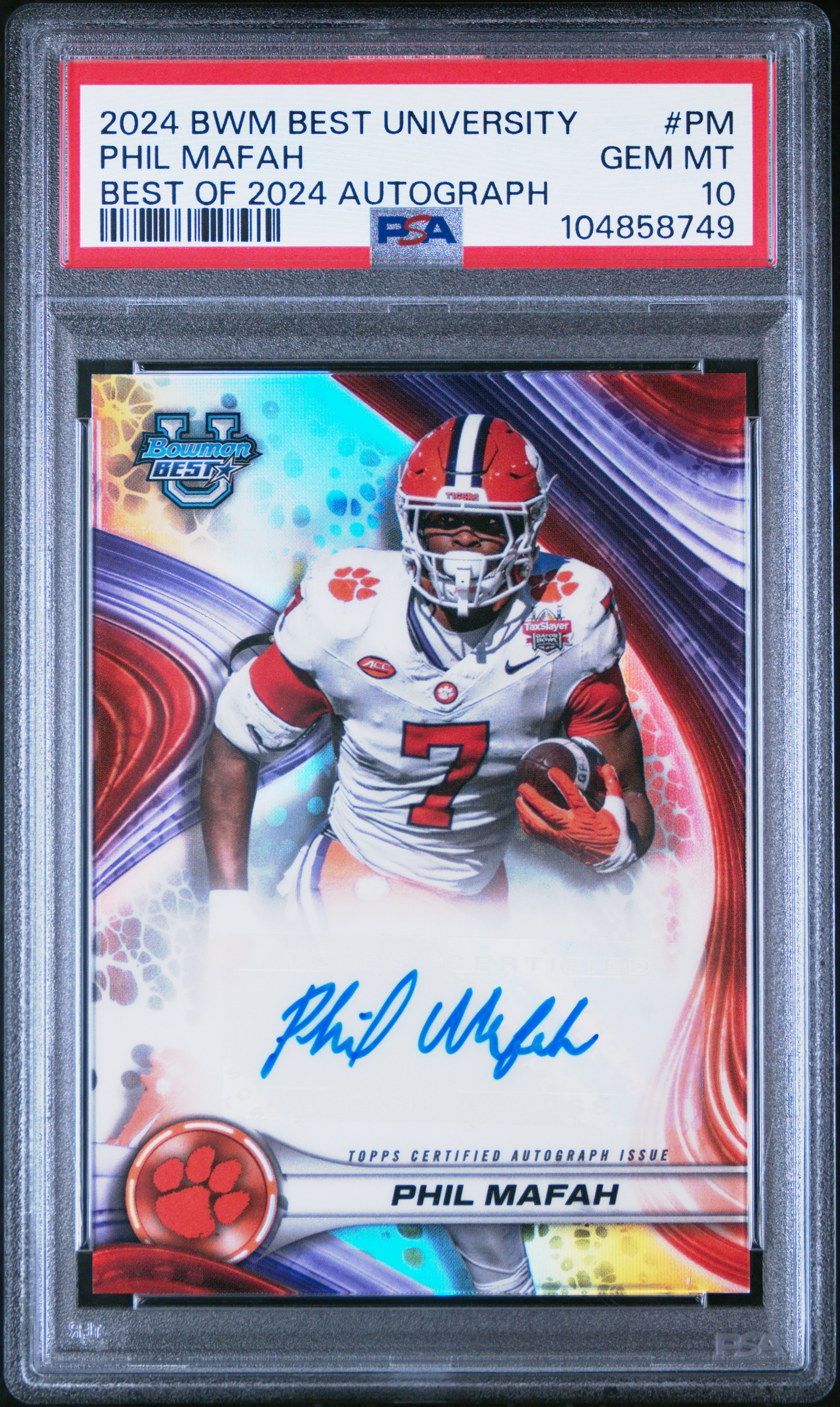 2024 Bowman Best University Best Of 2024 Autographs Phil Mafah #Pm Gem Mt 10 front