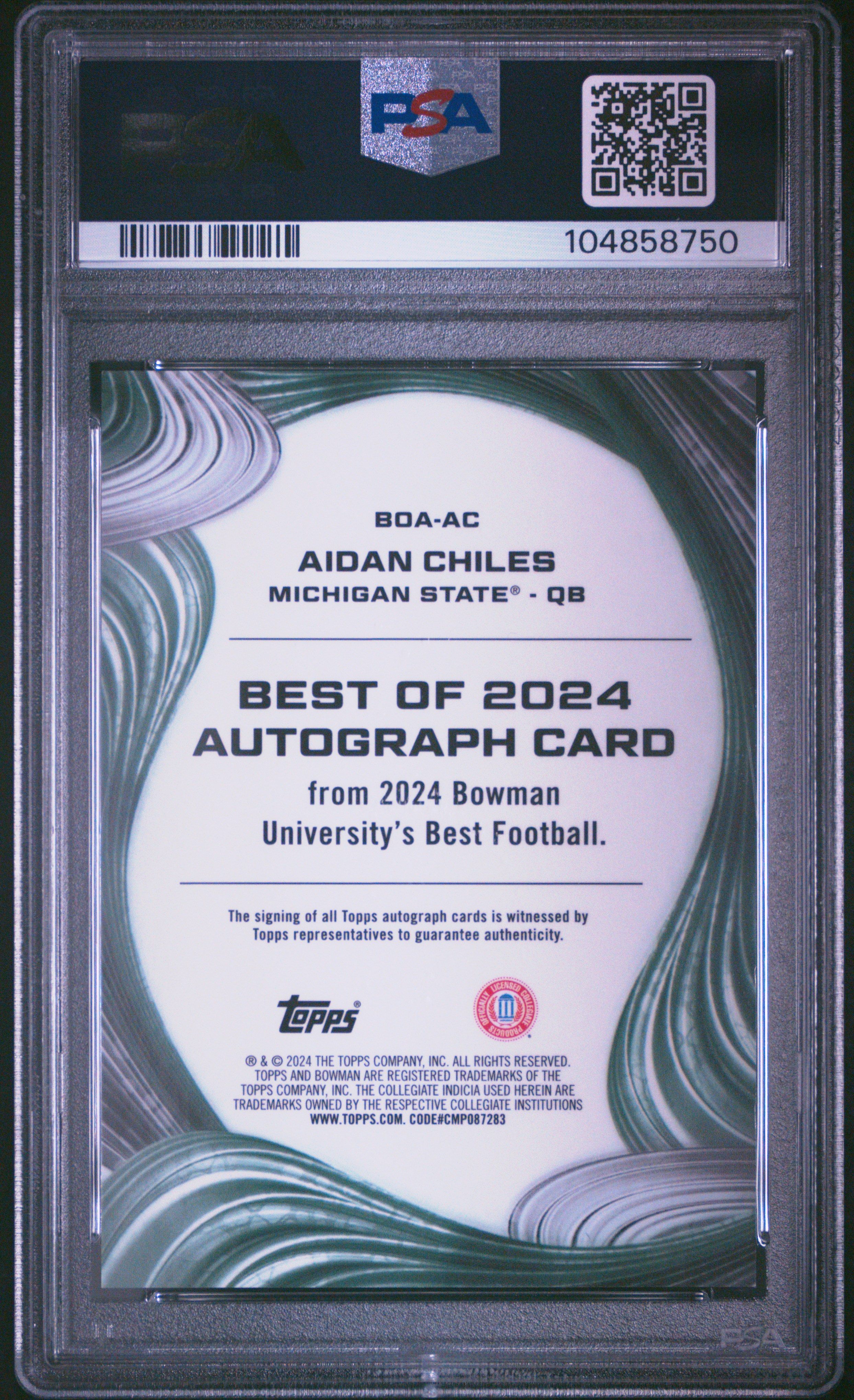 2024 Bowman Best University Best Of 2024 Autographs Aidan Chiles #Ac Mint 9 back