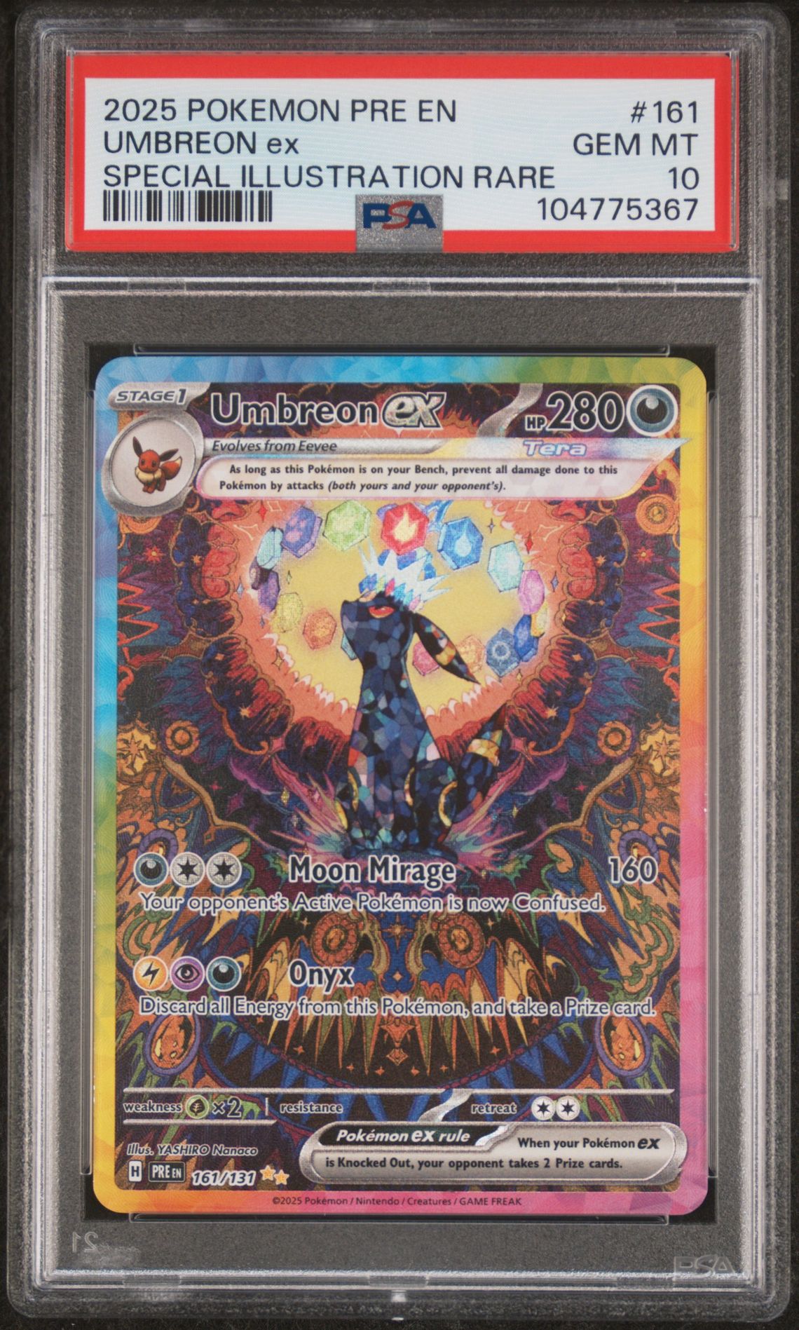 2025 Pokemon Pre En-Prismatic Evolutions Umbreon Ex #161 (Special Illustration Rare) Gem Mt 10 front