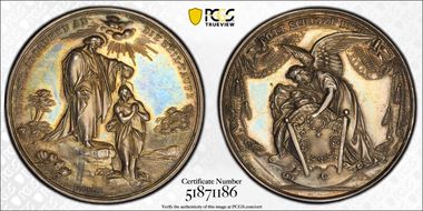 (c.1900) Medal Goppel-4504 Ag Baptism of Christ MS63