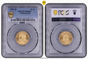 1902 B 20 Fr KM-35.1  Au MS65