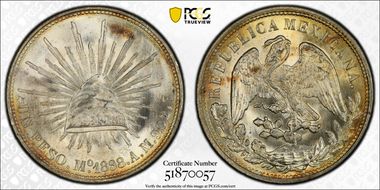1898-Mo AM Peso Restrike KM-409.2 MS64