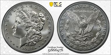 2021 $1 Morgan Dollar 100th Anniversary MS70