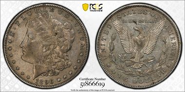 1896-O $1 VAM 19 Shifted Date XF45
