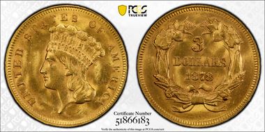 1878 $3 MS64+