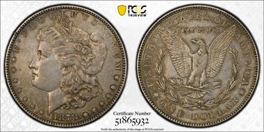 1878 7/8TF $1 VAM 43, Doubled Legs Weak 7/0 N1