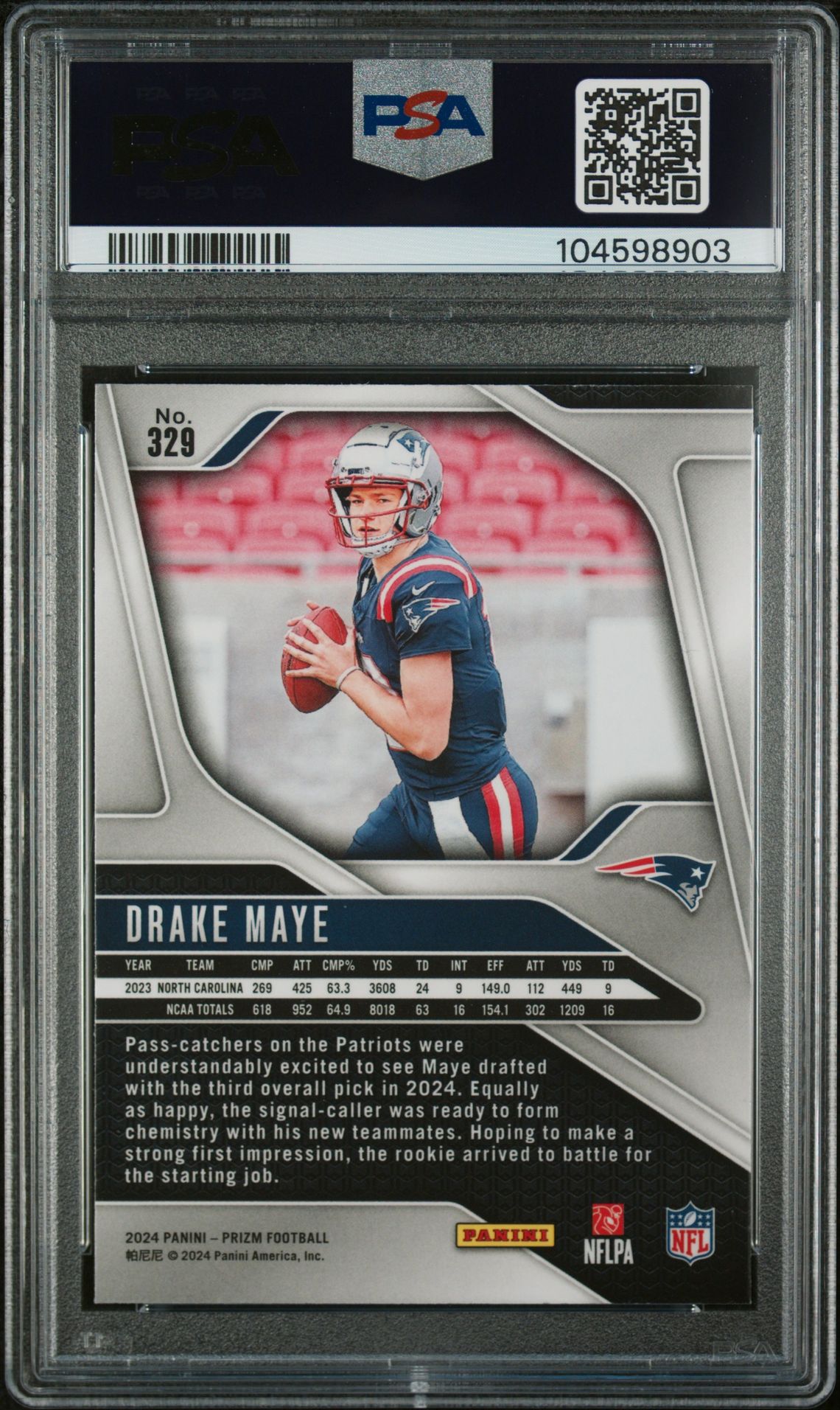 2024 Panini Prizm Drake Maye #329 Nm-Mt 8 back