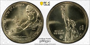 2025-P $1 American Innovation AR Raye Montague Pos. A First Strike MS65