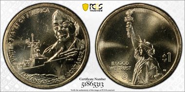 2025-D $1 American Innovation AR Raye Montague Pos. B First Strike MS64