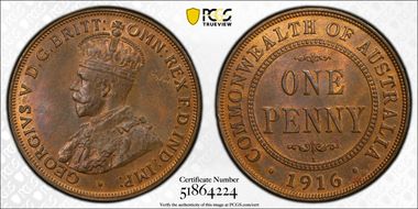 1916-I (c) 1D KM-23 MS63RB