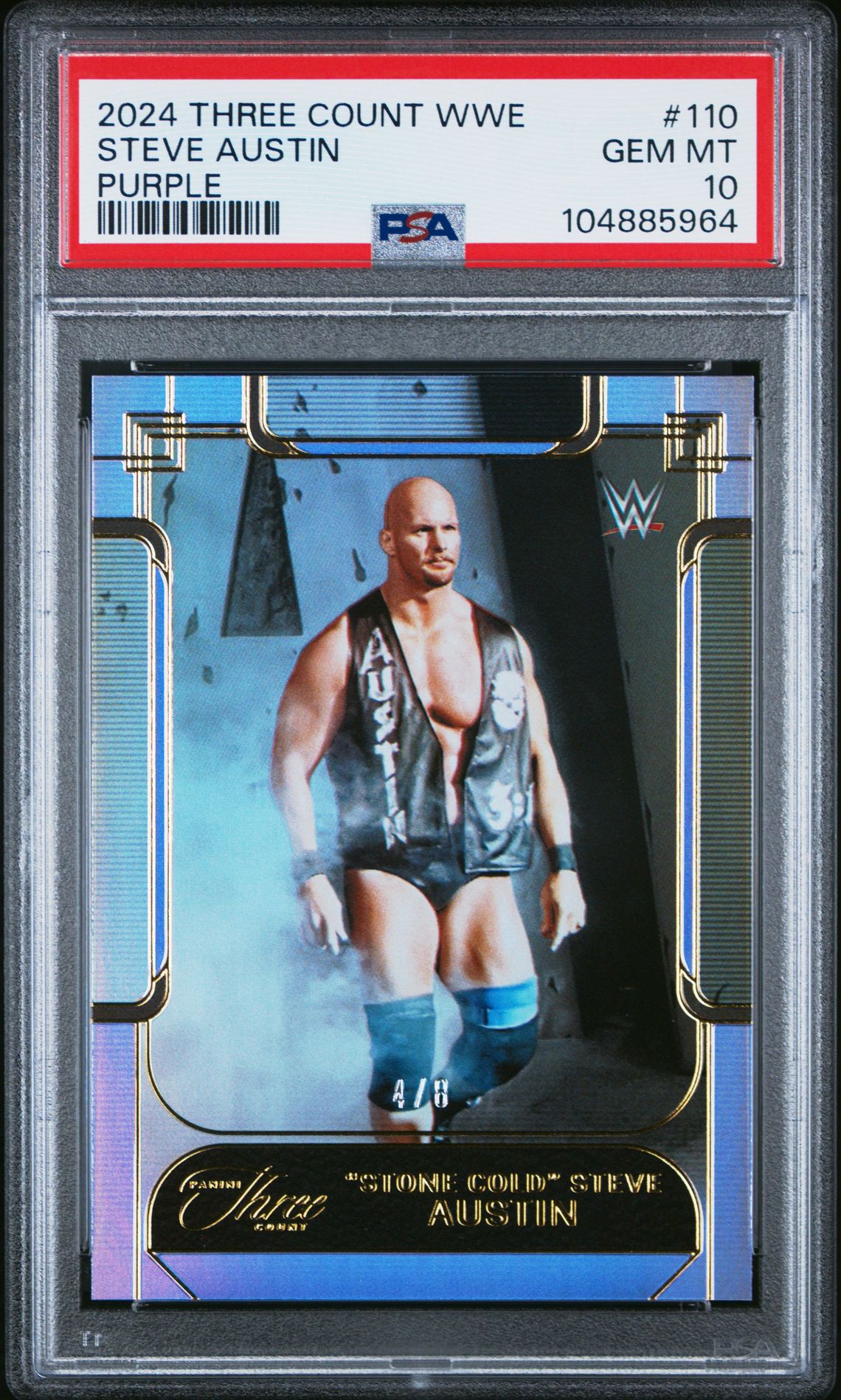 2024 PANINI THREE COUNT WWE PURPLE #110 Steve Austin front