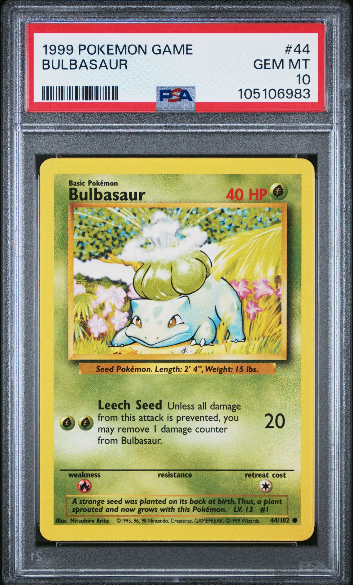 1999 Pokemon POKEMON GAME BASE SET 1999-2000 #44 Bulbasaur front