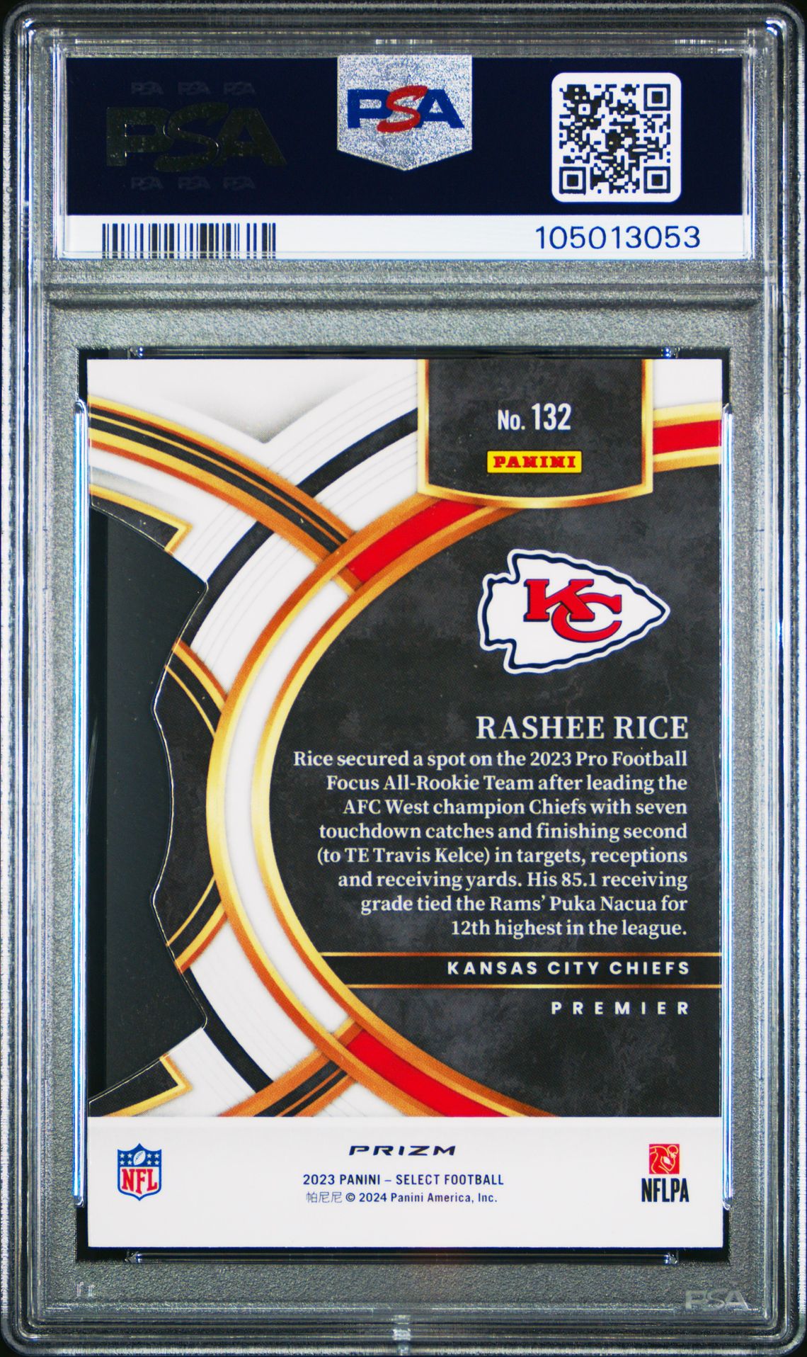 2023 Panini Select Rashee Rice #132 (Die-Cut Silver Prizm) Gem Mt 10 back