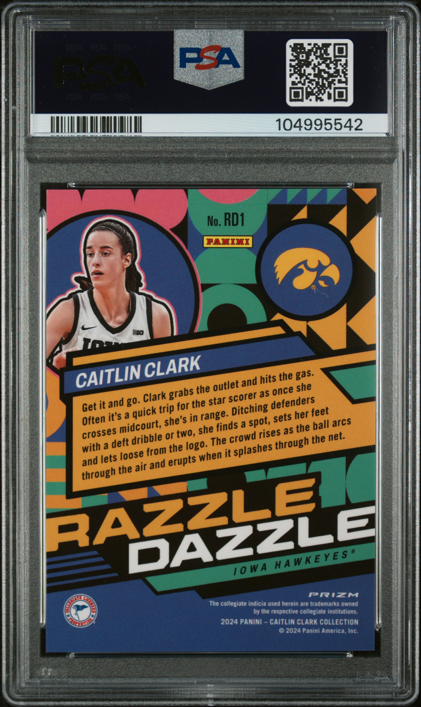 2024 Panini Caitlin Clark Collection Razzle Dazzle Caitlin Clark #Rd1 Nm-Mt 8 back